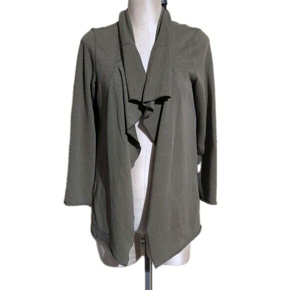 J. Jill Sweaters - J Jill Olive Green Drape Cardigan Comfy Cozy Open Front Effortless Boho Chic XS